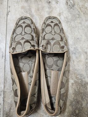 Coach Signature Canvas Slip-On Loafers in Brown and Tan